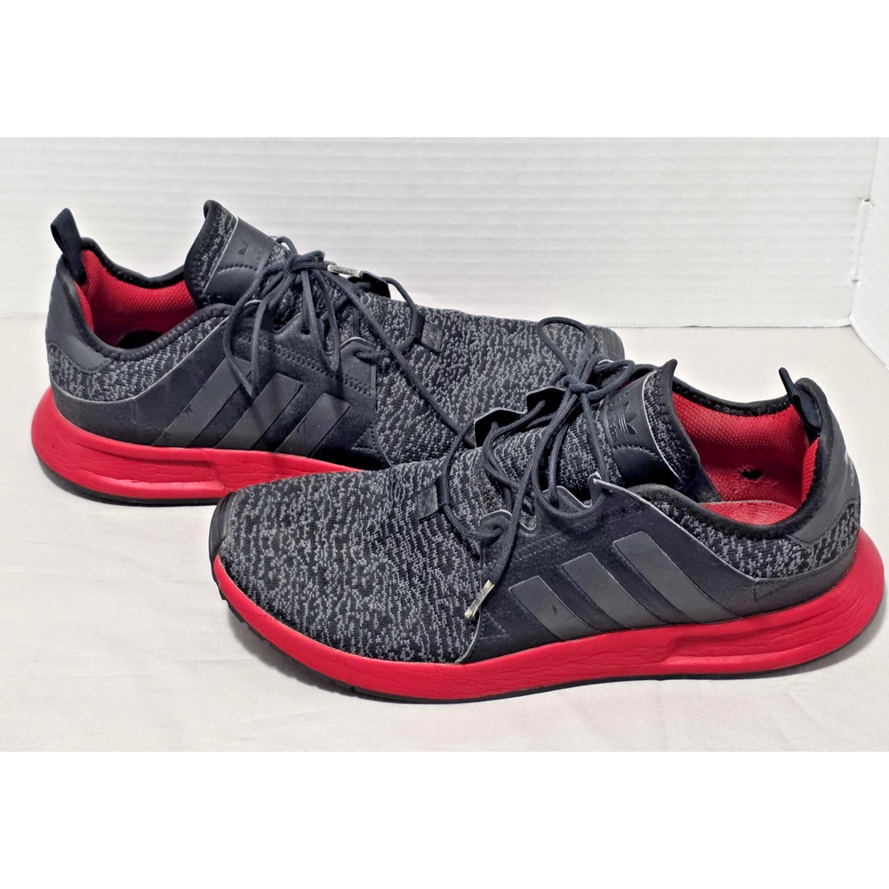 Adidas Originals X_PLR Grey/Black/Solar Red Knit Athletic Sneakers Sz 10.5 US